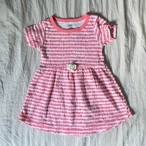 Organic Cotton Baby Girl Pink Short Sleeve Summer Dress Touched By Nature 0-3 Mo